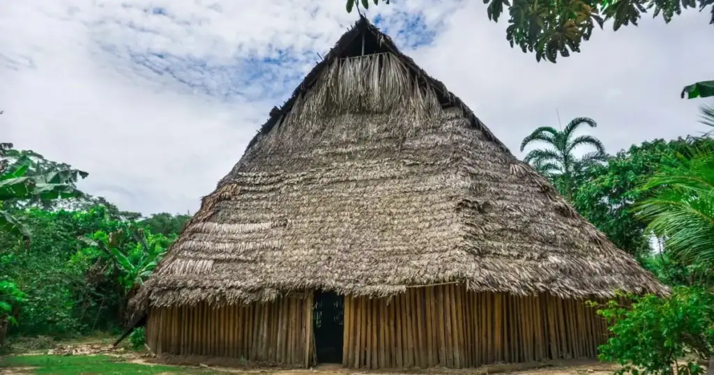 Cadre d’une cérémonie ayahuasca : maloca amazonienne éclairée, ambiance sécurisée et respectueuse