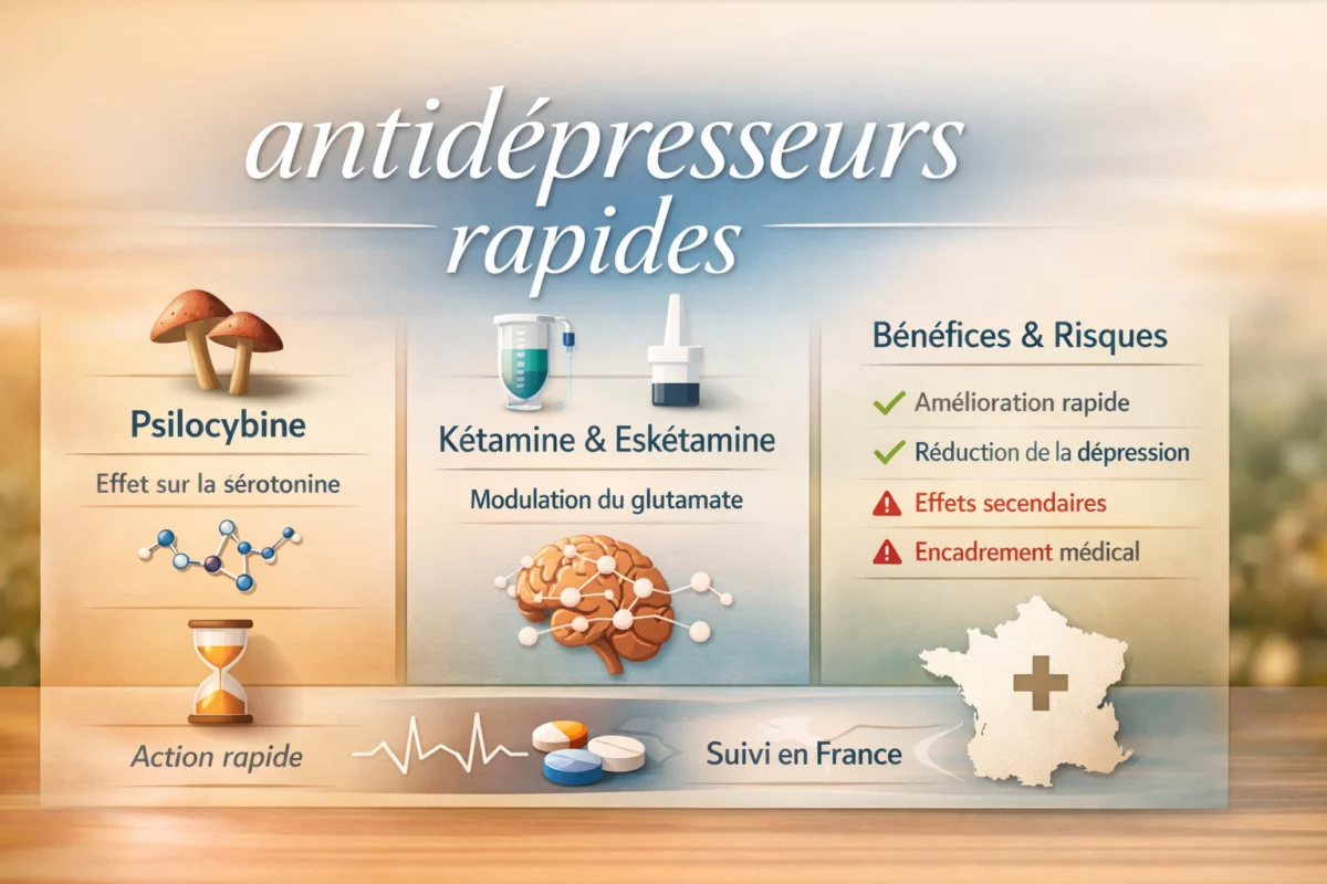 antidépresseurs rapides — Antidépresseurs rapides : psilocybine, kétamine et options à action rapide