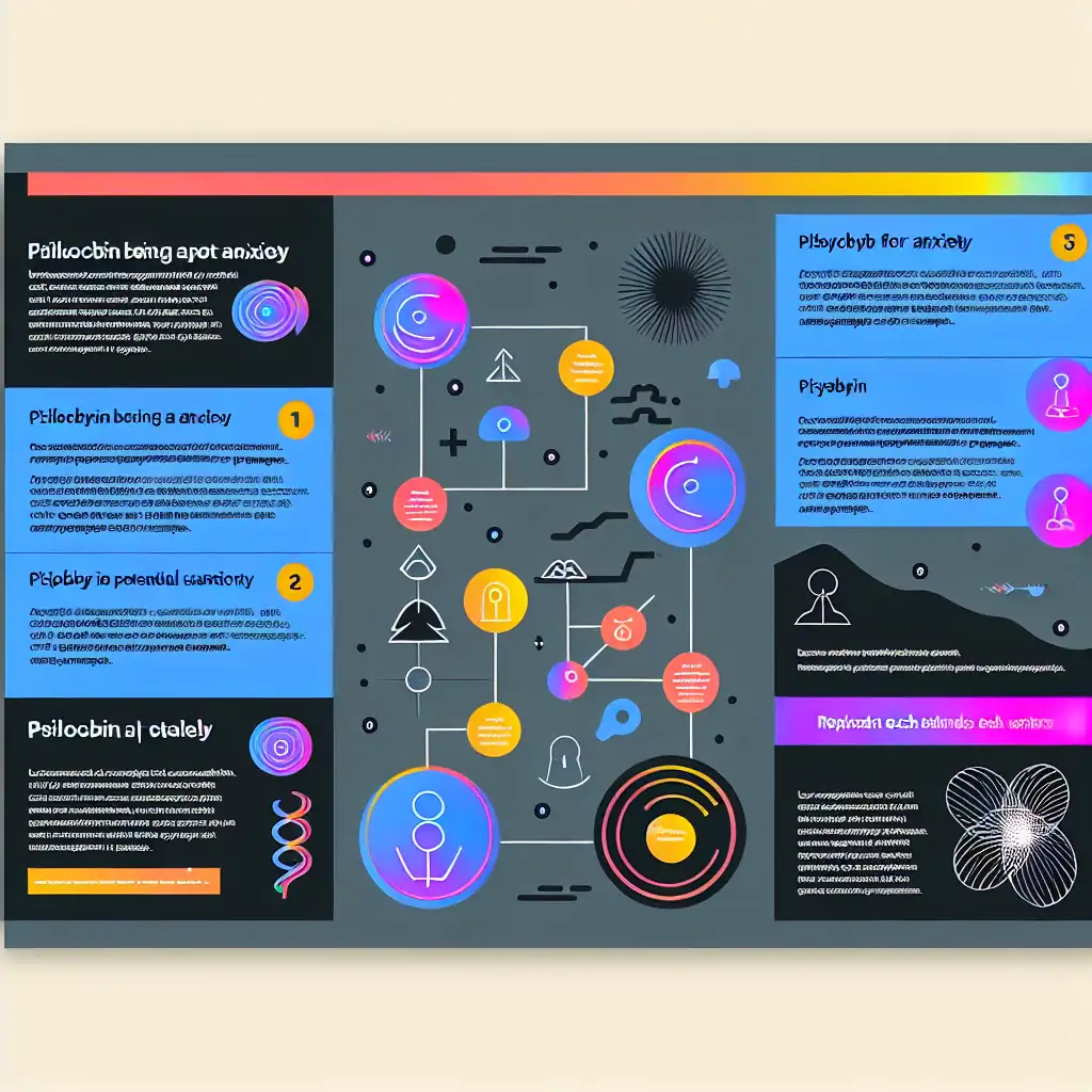 Résumé visuel des points clés concernant la psilocybine comme solution pour l'anxiété.
