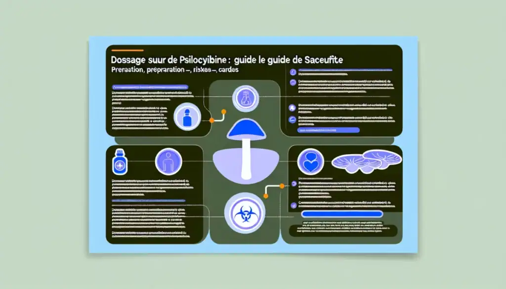 Guide visuel sur le dosage sûr de psilocybine, préparation et sécurité.
