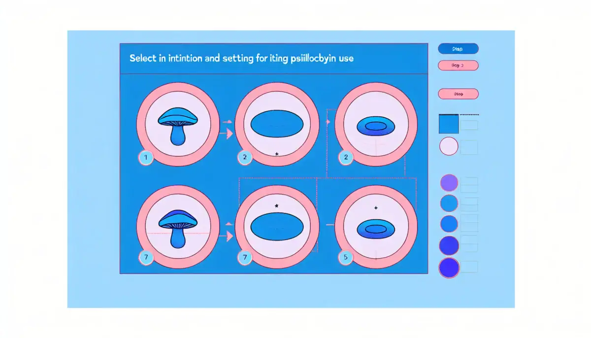 Visualisation étape par étape pour choisir l'intention et le cadre de la psilocybine.
