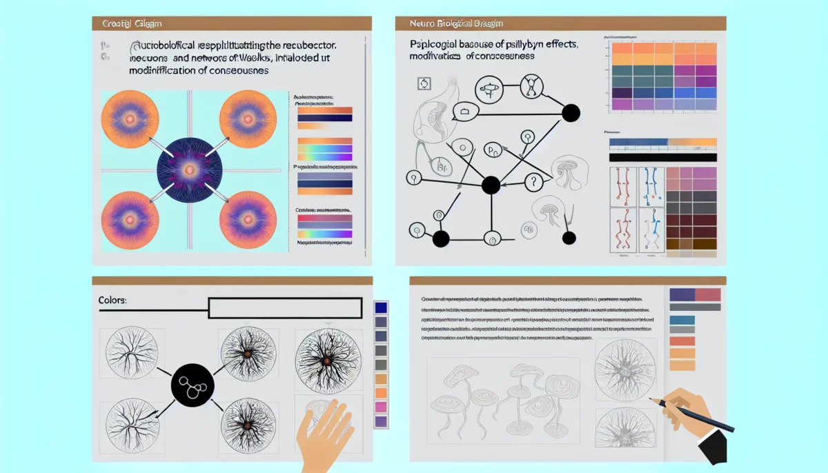 Schéma technique des bases neurobiologiques des effets de la psilocybine