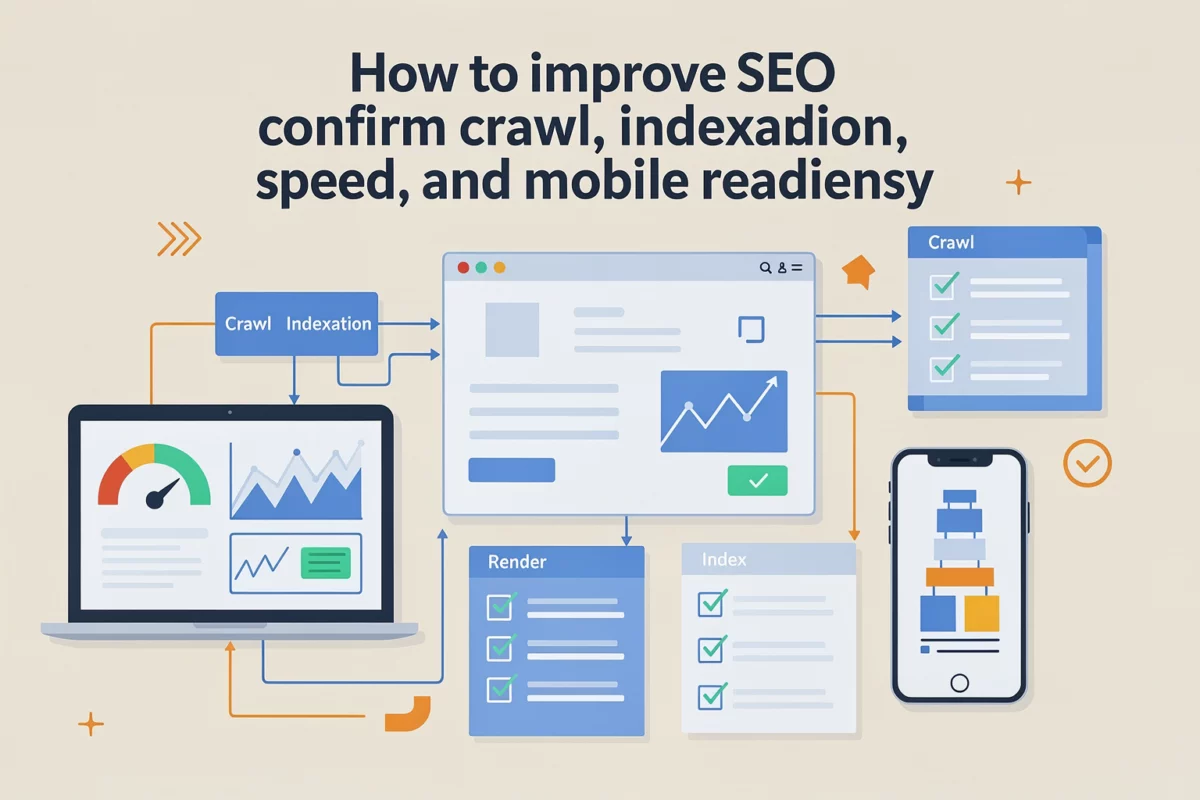 How to Improve SEO (A Practical, High-Impact Framework) — Technical SEO audit: confirm crawl, indexation, speed, and mob