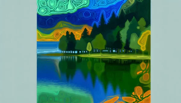 Vue d'un paysage de retraite spirituelle avec des éléments de psilocybine.