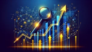 Illustration représentant le SEO avec des éléments abstraits, flèches et connexions