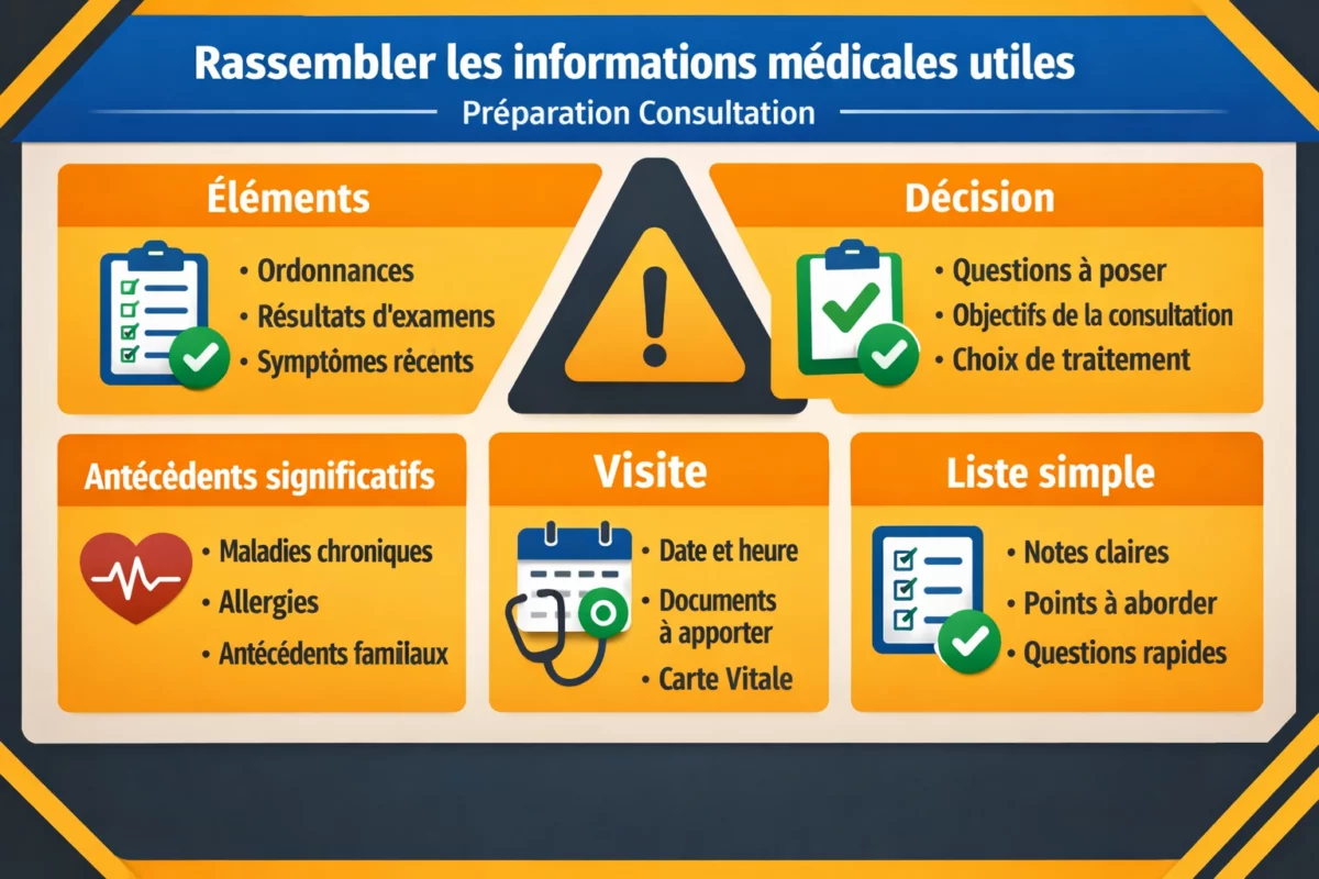 préparation consultation — Rassembler les informations médicales utiles